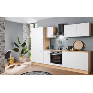 Moderne Menke Küchenzeile Artisan Classic in Weiß und Artisan Eiche Nachbildung.