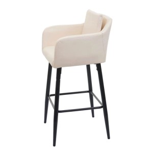 2er-Set Barhocker H93 in Creme-Beige mit Kunstlederbezug und schwarzem 4-Bein-Gestell.