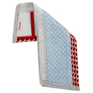 Vileda Ersatz-Wischbezug Extra für Reinigungsgeräte, Mikrofaser, blau/rot.