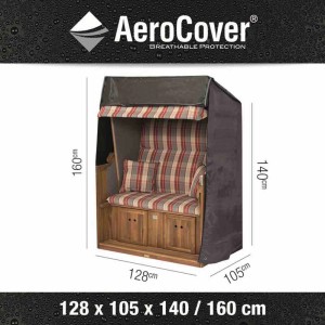 Aerocover Schutzhülle für Strandkorb, anthrazit, atmungsaktiv, Maße 160/140x128x105 cm.