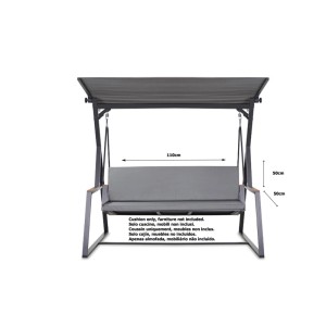Graues Kissen-Set für 2-Sitzer Hollywoodschaukel, 110x50x7cm, für bequemes Sitzen im Garten.