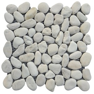Mosaikmatte Flusskiesel White matt 30 cm x 30 cm