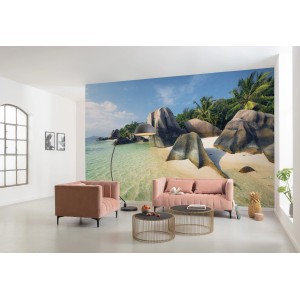 Vlies Fototapete Ozeanperle 450x280 cm mit Strandmotiv im Wohnraum.