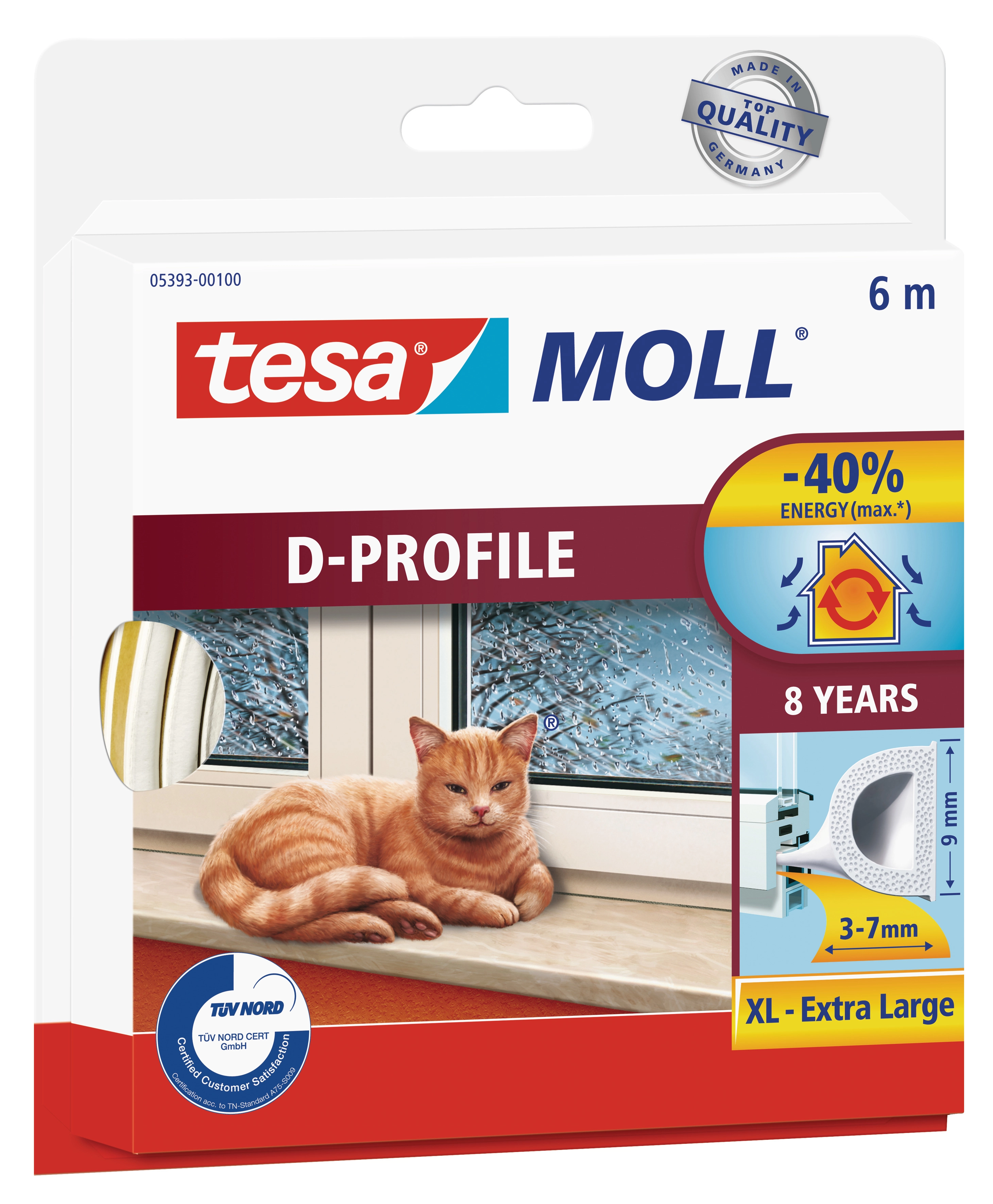Tesamoll® Gummidichtung D-Profile 6 m x 9 mm x 7 mm Weiß kaufen