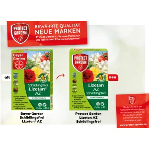 Protect Garden Lizetan AZ Schädlingsfrei, Vergleich alte vs. neue Verpackung. Mittel gegen Buchsbaumzünsler.