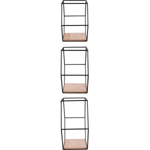 Mirrors & More Wandregal-Set Sarah, 3 sechseckige Regale aus Metall und Holz.