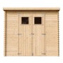 Timbela Gartenhaus M310 aus Holz, 2,63 m², mit Doppeltür und zwei Fenstern. Ideal als Gartenschuppen.