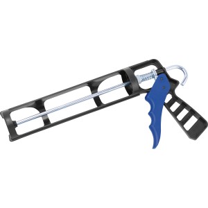 LUX Kartuschenpresse aus Kunststoff mit blauem Griff und Metallstange.