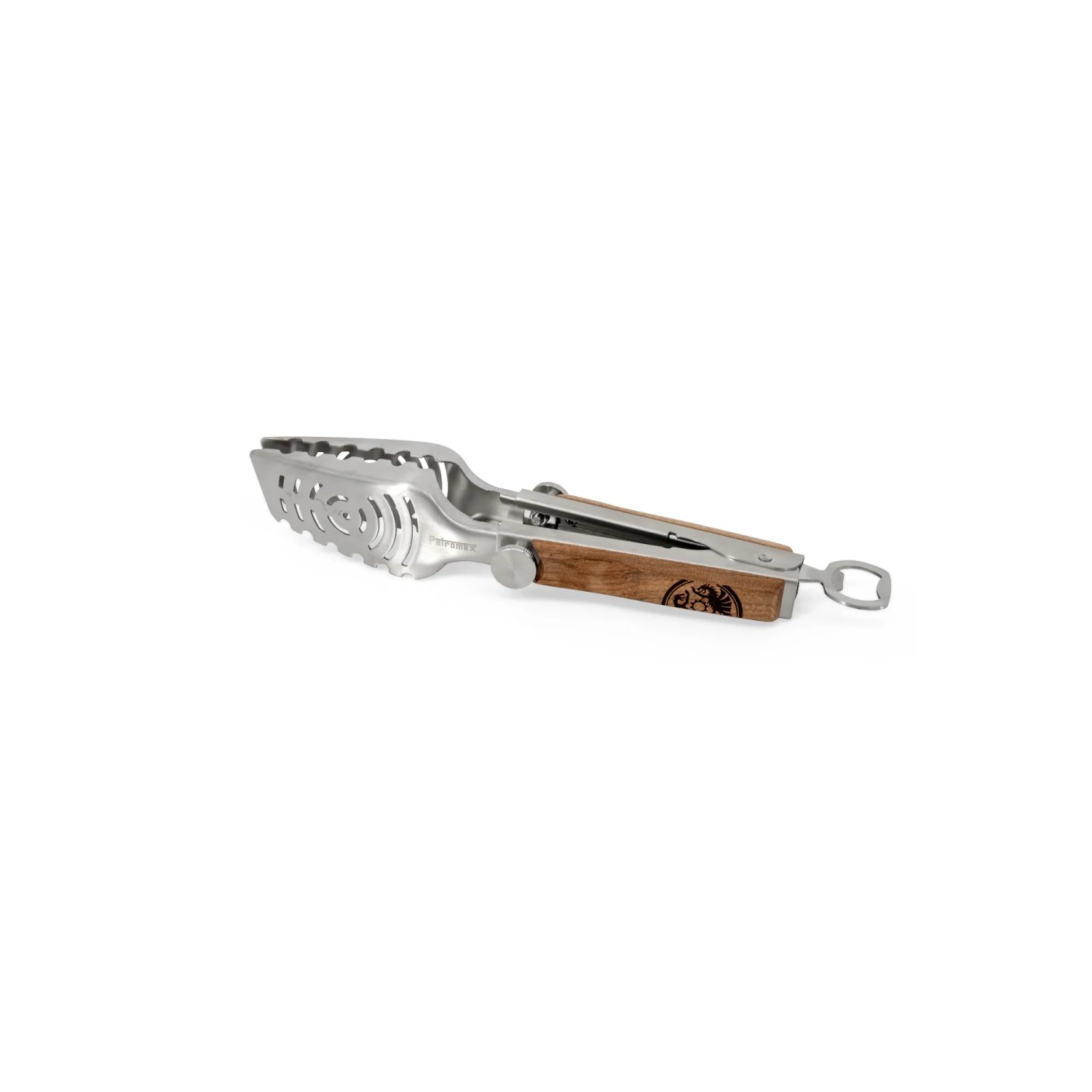 Petromax Grillzange ZA3 Teleskop aus Edelstahl mit Holzgriff für Grillutensilien.