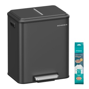 Songmics Mülleimer Punkool 2 Fächer x 15 l Schwarz