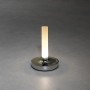 Konstsmide LED-Akku-Vase Biarritz, silberfarbene Außen-Dekoleuchte, Ø 13,5 cm x 20,5 cm.