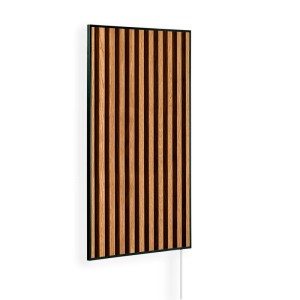 Könighaus Infrarotheizung Holzpaneel Ambient Edition 450 W, schwarzer Rahmen, Holzrippen Optik.