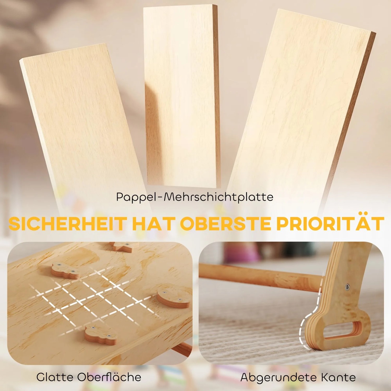 AIYAPLAY Klettergerüst aus Pappelholz: glatte Oberfläche, abgerundete Kanten für Sicherheit. Sport & Fitness.