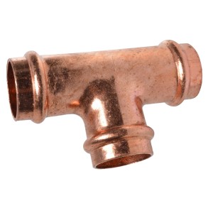 Kirchhoff CU-T-Stück, 12mm, blank, mit 3 Muffen für Pressfittings.