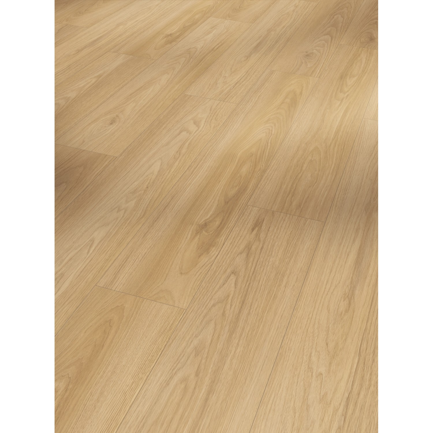 Wasserfestes Laminat Parador Basic 400 in Hickory Optik, geeignet für Fußbodenheizung.
