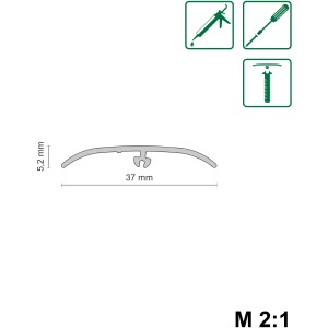 Universalprofil dowel-fix Alu Ahorn, selbstklebend, 37x55x900mm, für Bodenübergänge und Höhenausgleich.