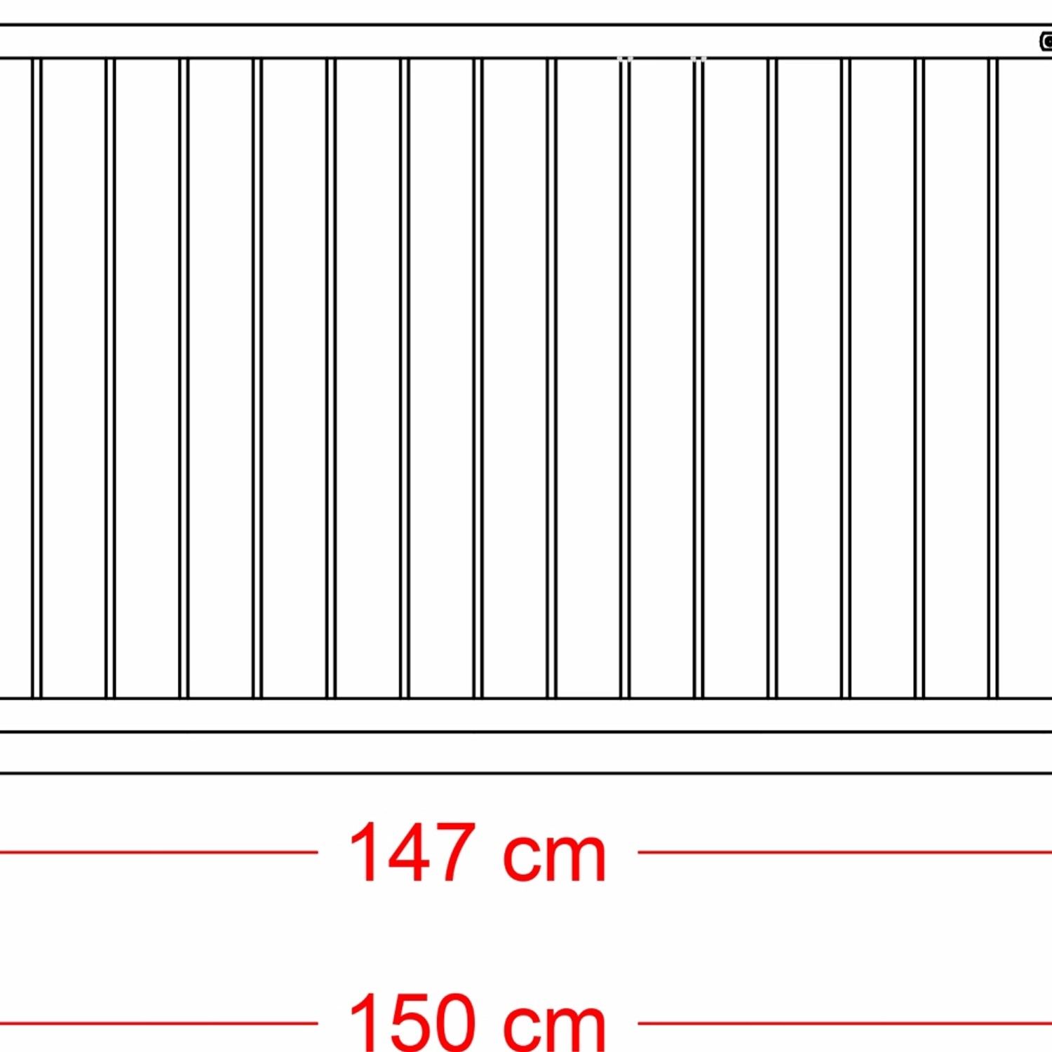 Schwarzes Gartentor Basic aus Stahl, 150x85 cm, mit senkrechten Stäben.