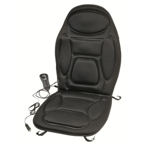 Schwarze OBI Heiz- und Massageauflage 12V für Autositze mit Bedienelement.