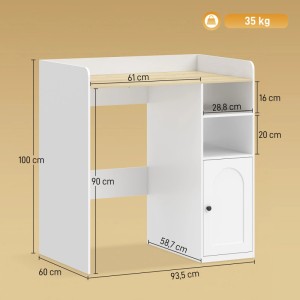 HOMCOM Waschmaschinenschrank weiß/natur, 93,5x60x100 cm, mit Ablage, offenen Fächern und Tür. MDF.