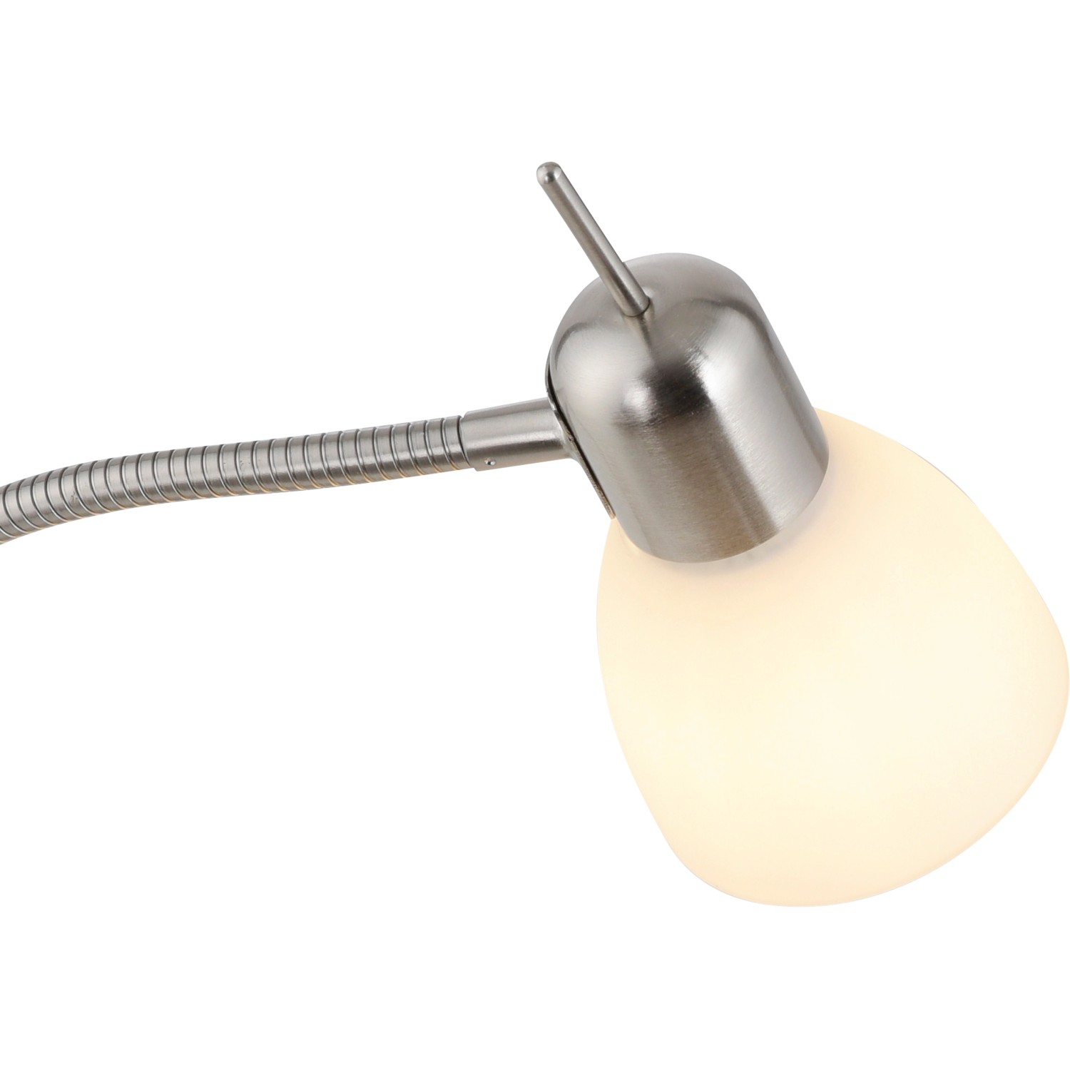 Just Light Stehleuchte Karo, stahlfarben, mit flexiblem Arm und Opalglas Schirm.