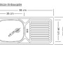 Maßskizze Einbauspüle für Held Möbel Winkelküche Turin, Abmessungen und Details.
