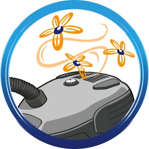 Illustration: Staubsauger mit Citrus Duft, Swirl® Deo-Sticks für frische Raumluft.