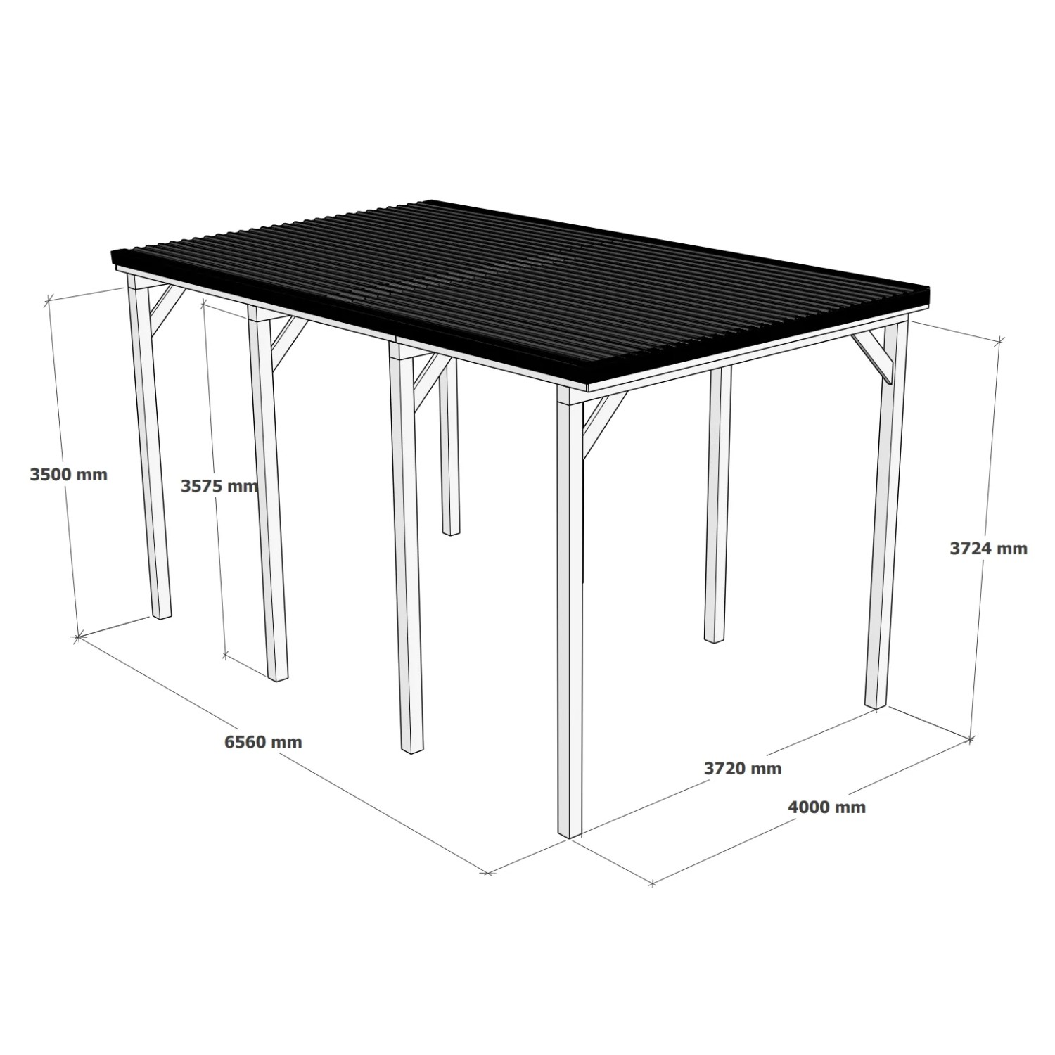 Holzbrüder Camping-Carport Ralf mit Blechdach, dunkelbraun, Maße: 400x700 cm.