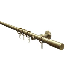 Gardinia Gardinenstangen-Set Zylinder, Ø 20 mm, Messing Antik, 160 cm, mit Trägern und Ringen.