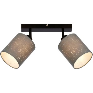 Brilo Spot 2er Stofa grau-schwarz mit Sternenmuster, dreh- und schwenkbar.