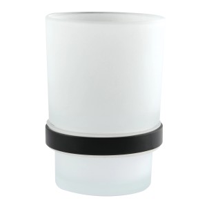 Spirella Glasbecher Taku, schwarz matt, für Zahnbürsten und mehr.