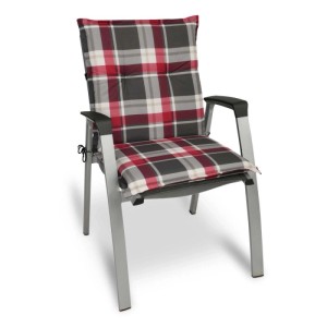 6-teiliges Beautissu Sunny RK Niederlehner Auflagen Set, 100x50x6cm, Bordeaux kariert für Gartenstühle.