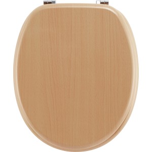 WC-Sitz Baliv Moros Buche Hell, MDF Holzkern, Toilettendeckel in Holzoptik.