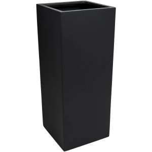 Anthrazitfarbener Vivanno Pflanzkübel Block, 40x40x100 cm, aus Fiberglas für Innen- und Außenbereich.