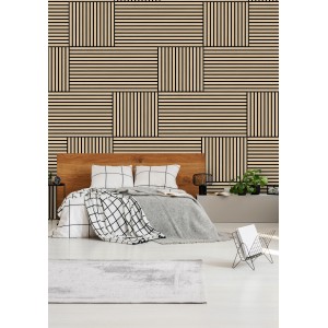 Jangal Wandpaneel Modular Wall Fanal Oak, Furnier, 52x104 cm, im Schlafzimmer