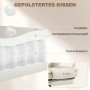 Schnittbild des beigen Bürostuhl-Kissens: Kunstleder, hochelastischer Schaumstoff, Taschenfederkern. 11 cm Polsterung für Komfort.