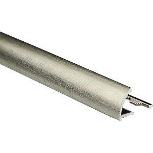 Gebürstetes Viertelkreis-Abschlussprofil aus Aluminium in Titanfarben, 10 mm stark.