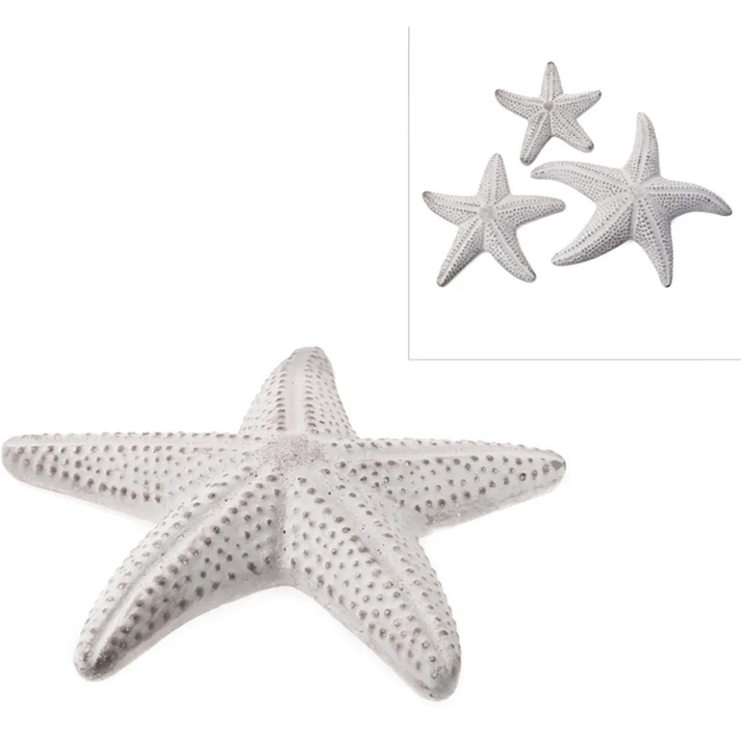 Deko-Figur Seestern, grau-weiß gewischt, aus Beton für Garten und Haus.