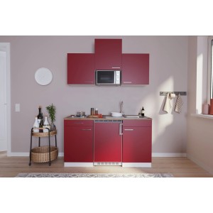 Respekta Küchenzeile KB150WRMI 150 cm Rot-Weiß Glänzend