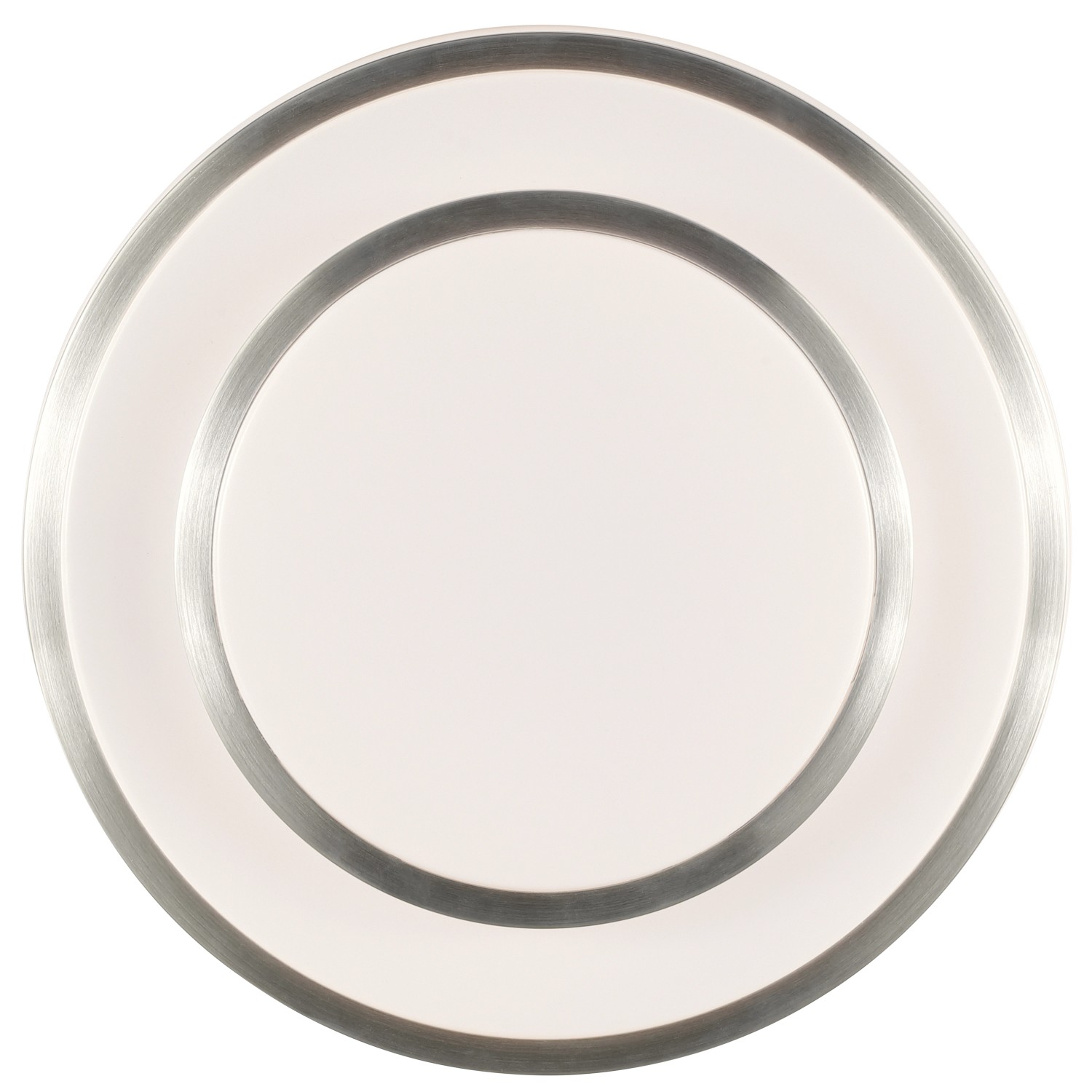 Runde LED-Deckenleuchte Nivaro in Silber und Weiß, Ø 29,3 cm.