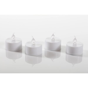 4 weiße LED-Teelichter Nele aus Kunststoff, 8x8x4cm, für stimmungsvolle Beleuchtung.