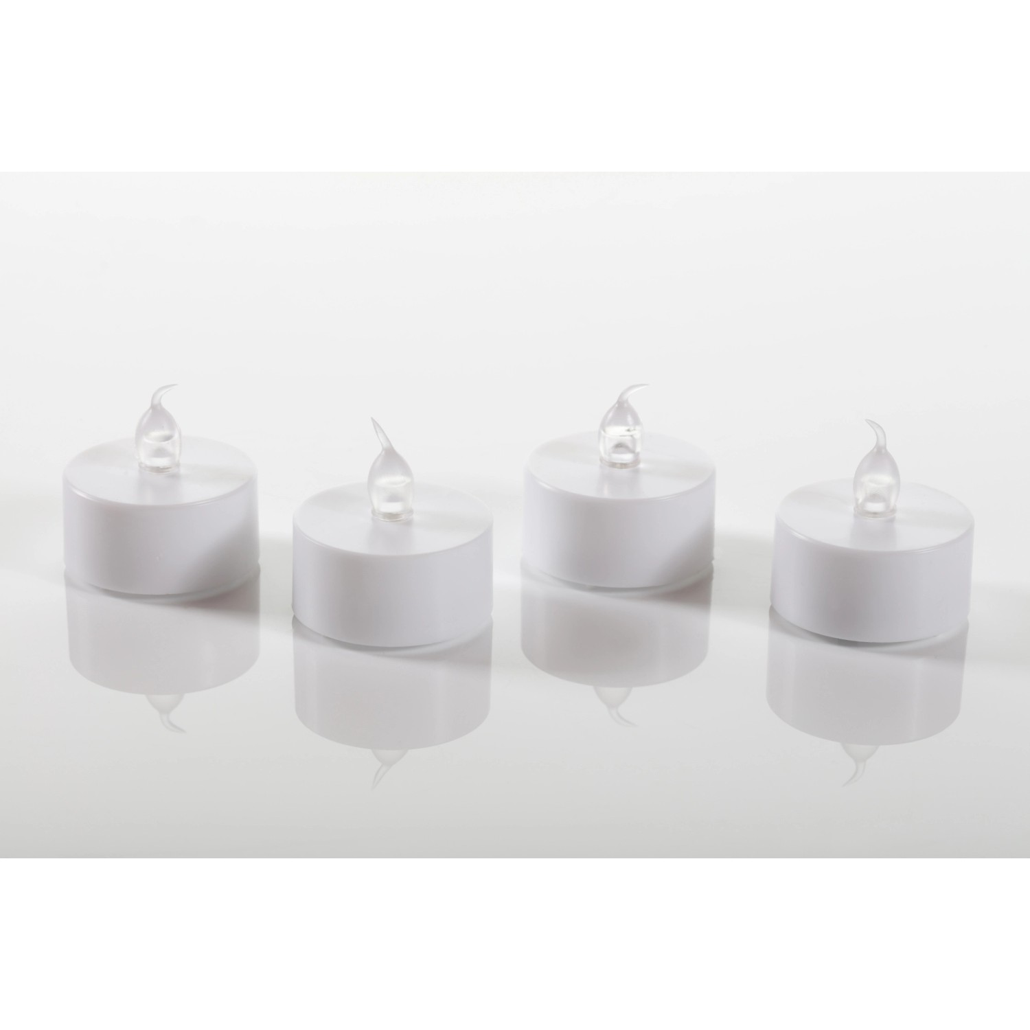 4 weiße LED-Teelichter Nele aus Kunststoff, 8x8x4cm, für stimmungsvolle Beleuchtung.