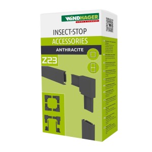 Windhager Insect-Stop Eckverbinder, 4er Set, Anthrazit. Zubehör für Insektenschutz Rahmenfenster und -türen.