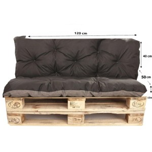 Setgarden Palettenkissen Set, schwarz, mit Sitz- und Rückenkissen für Palettenmöbel. Bequeme Gartenstuhlauflage.