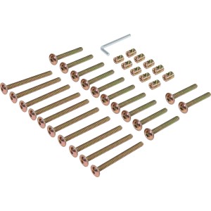 Montage-Set für Kulikup Kinder-Gartenmöbel: Schrauben, Muttern und Inbusschlüssel.