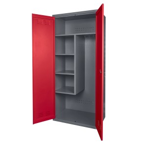 Küpper Putz-, Motorrad-, E-Bike-Spind, 2-türig, dunkelrot, mit Ablagefächern. Ideal für Werkstatt & Garage.