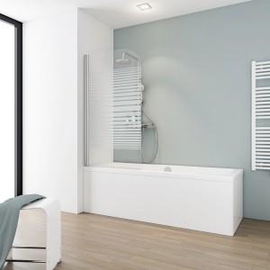 Schulte Badewannenaufsatz mit Querstreifen, 80x140 cm, Echtglas, Chrom-Optik.