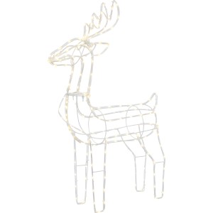 Stehendes, transparentes Rentier (75 cm) mit warmweißen LEDs für die weihnachtliche Außendeko.