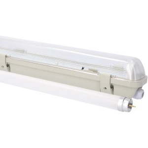 Graue LED-Feuchtraumleuchte, 120 cm, mit Sensor und austauschbarer Röhre.