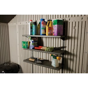 Lifetime 3-fach Regal, anthrazit, für Gerätehäuser. Kunststoffregal mit drei Ebenen zur Aufbewahrung von Gartengeräten.