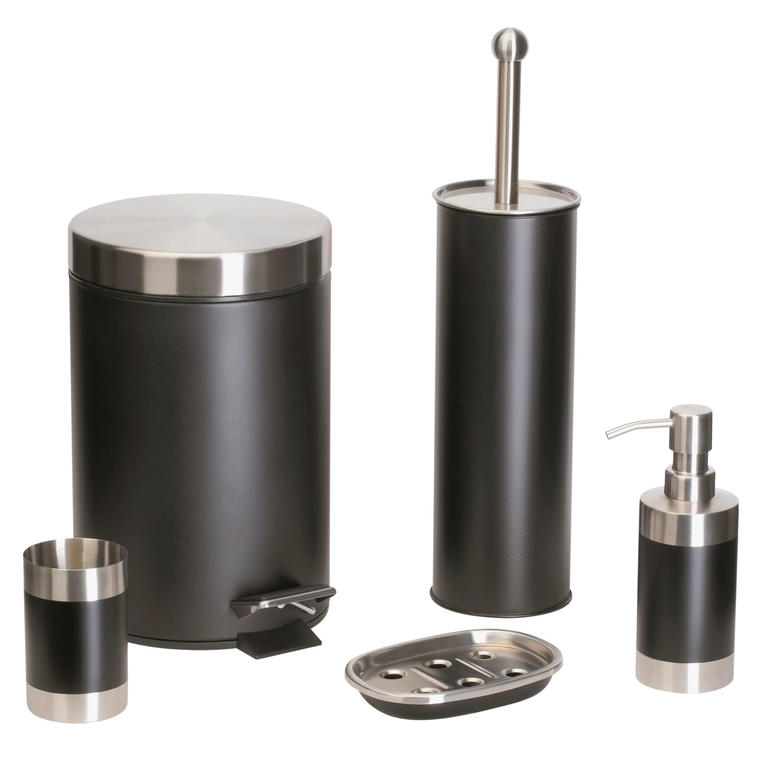 Badaccessoires Set 5-teilig Rosa - Kunstharz Badzubehör Mit Rillenoptik